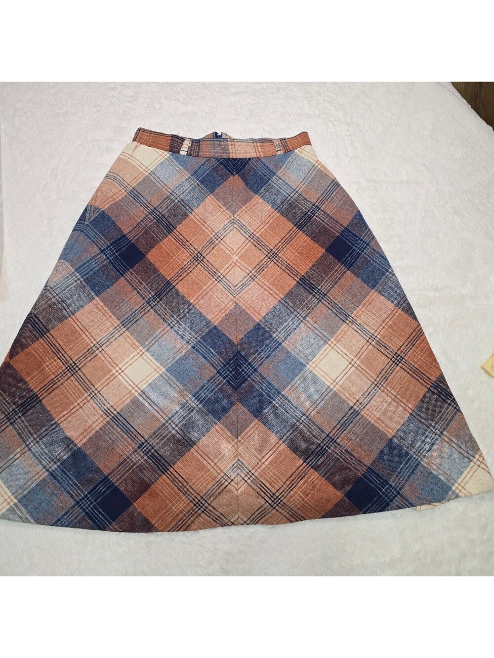 Vintage 70s College Town Plaid Midi Skirt Size XS 25" Waist Dark Academia A-Line